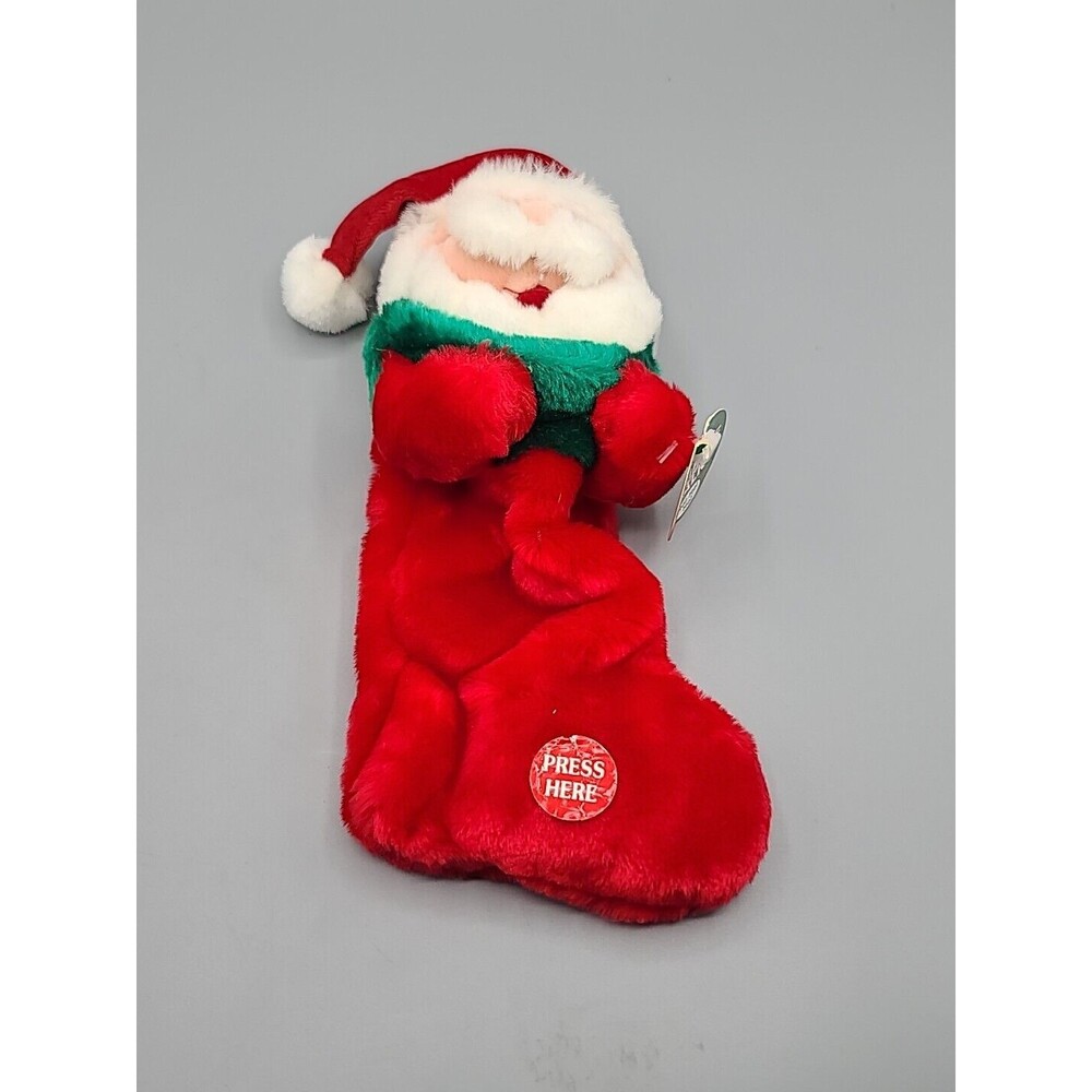Santa Claus Christmas Stocking Plush Squeeze and Talk Ho Ho Ho 10 Inch